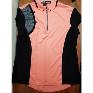 Jamie Sadock Coral/Black Golf Polo Shirt M